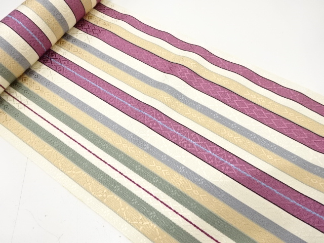 アンティーク　縞模様織り出し　八寸帯地反物